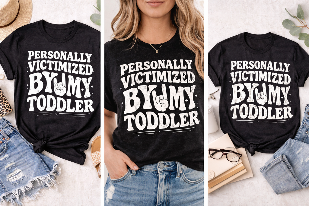 “Personally Victimized by My Toddler T-Shirt | Funny Mom Shirt | Relatable Parenting Tee | Mom Life Humor Graphic Tee”