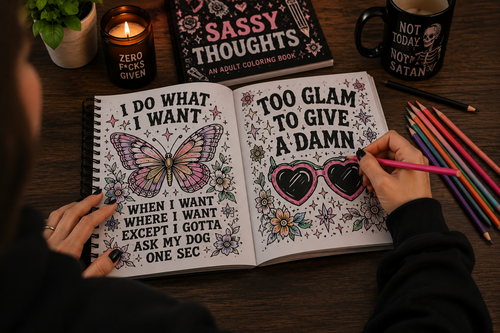 Swear Words & Sassy Thoughts Coloring Book | Funny Adult Coloring Book | Stress Relief Coloring Pages | Dark Humor Gift